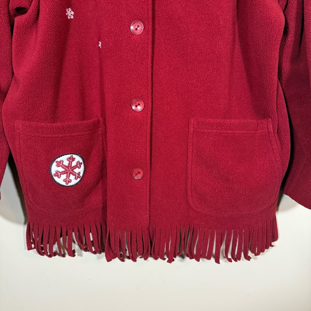 Vintage Plus Size Disney Store Winnie The Pooh Snowflake Fleece Jacket Red XXL - Picture 4 of 7